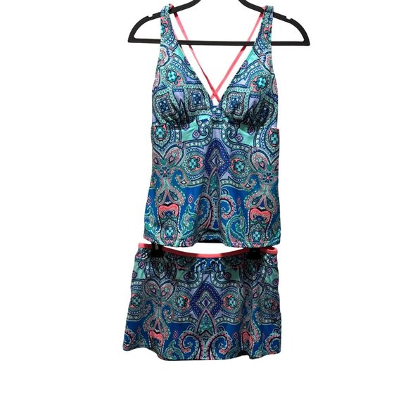 Alex Marie Womens Paisley Print Swimsuit Set With Skirt Bottoms Size 10-12 - Picture 1 of 8